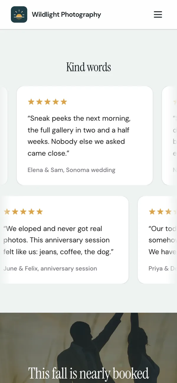 The customer quotes on the same storefront on a phone